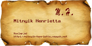 Mitnyik Henrietta névjegykártya